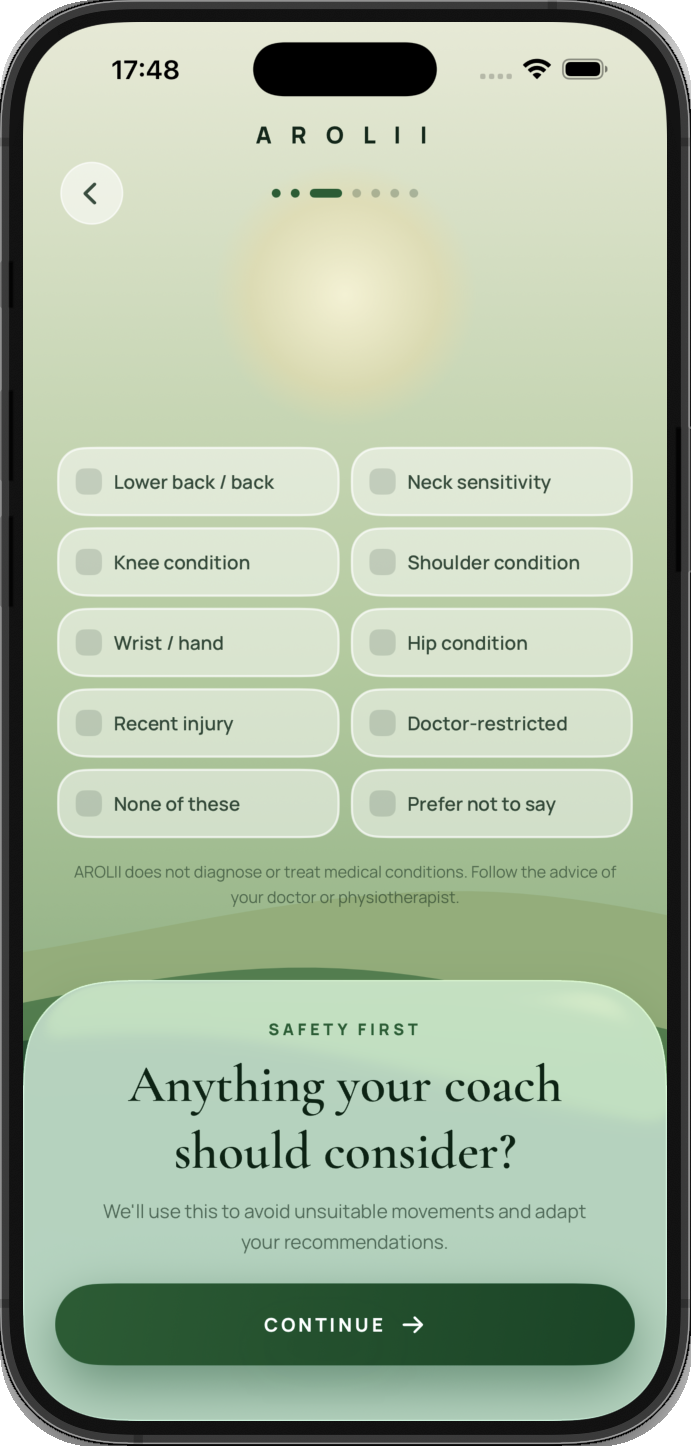 Onboarding safety screen