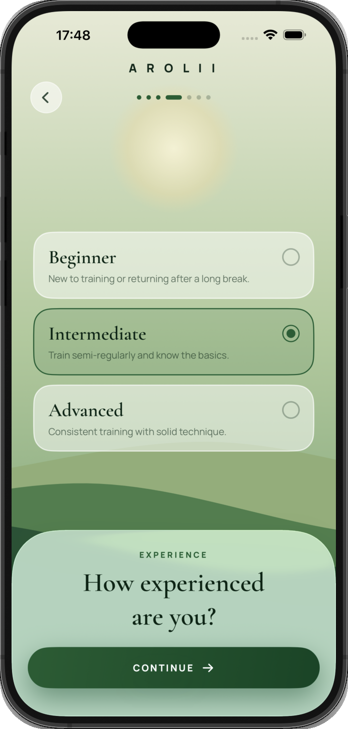 Onboarding experience screen